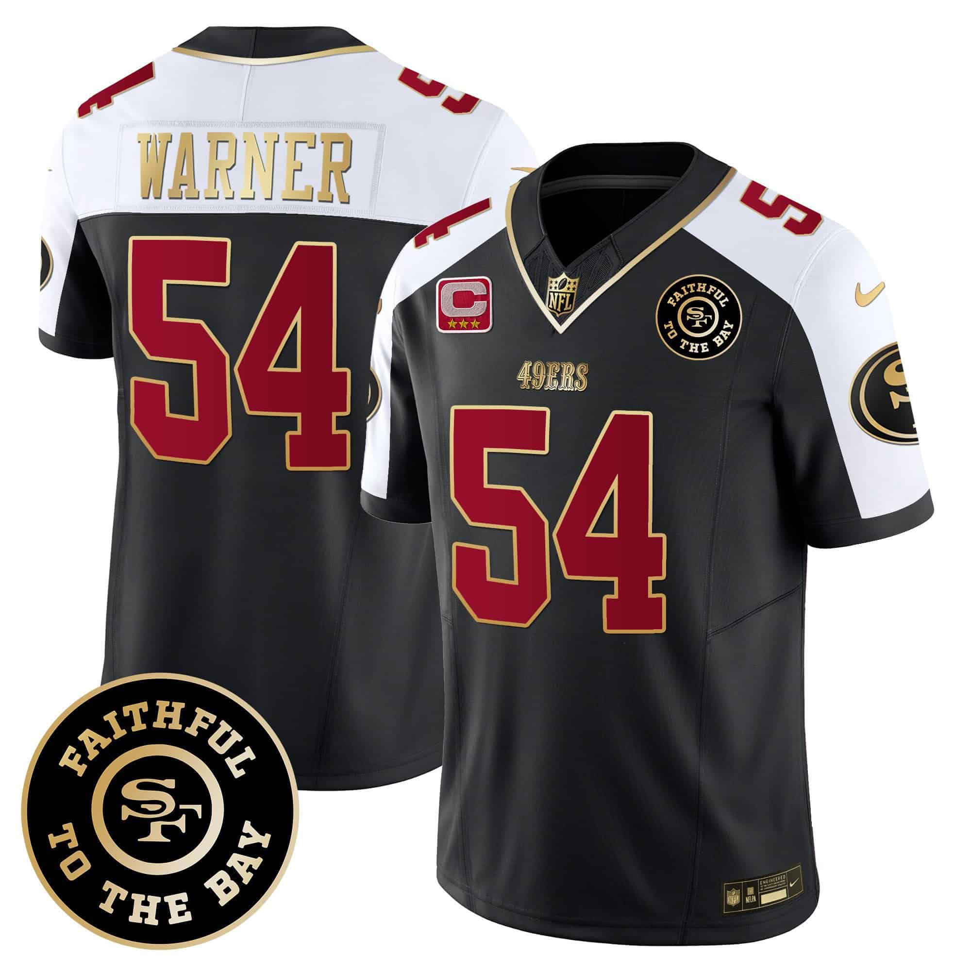 Men San Francisco 49ers 54 Warner Black 2024 Nike Faithful To The Bay Patch Vapor Limited NFL Jersey